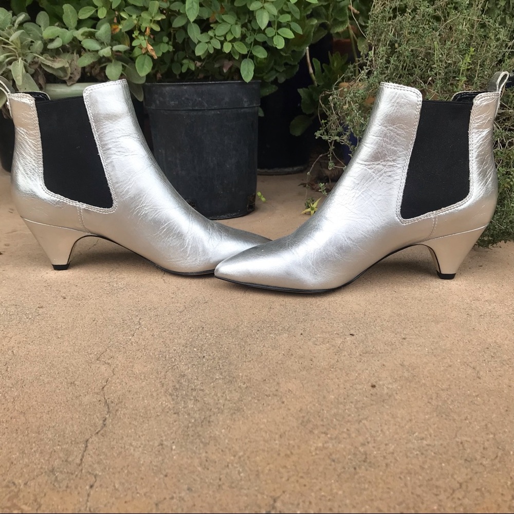 Sam Edelman Silver Kitten heel boots